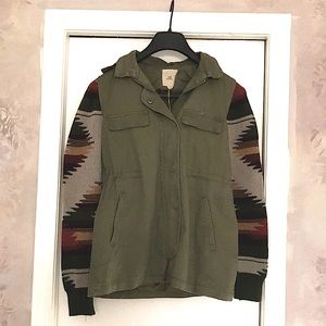 Southwestern Knit Sleeve Utility Jacket 